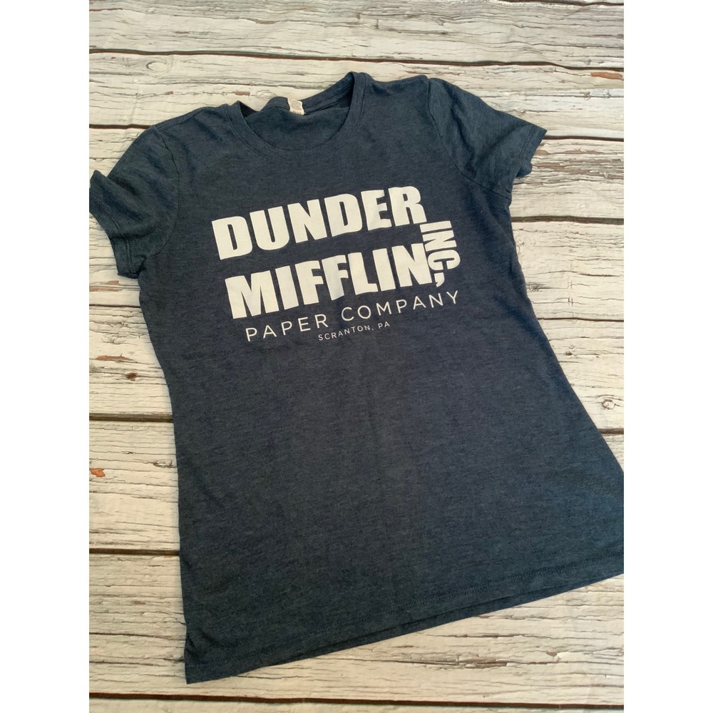 The Office Dunder Mifflin Paper Company Graphic T-Shirt Blue Small Scranton PA